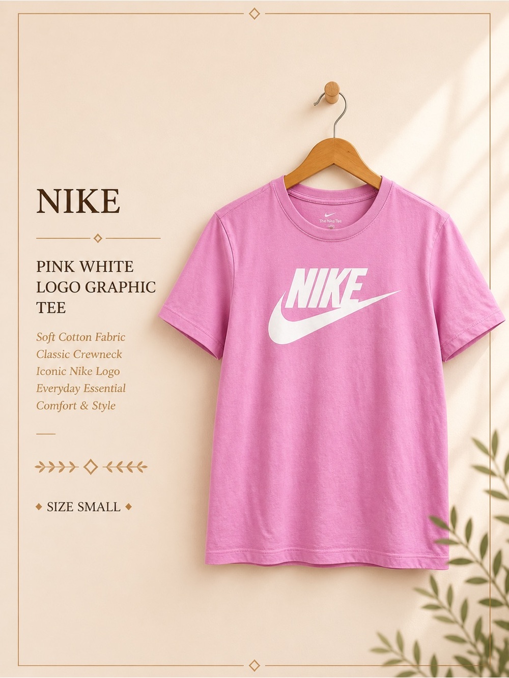 Nike Pink White Logo Graphic Tee Small